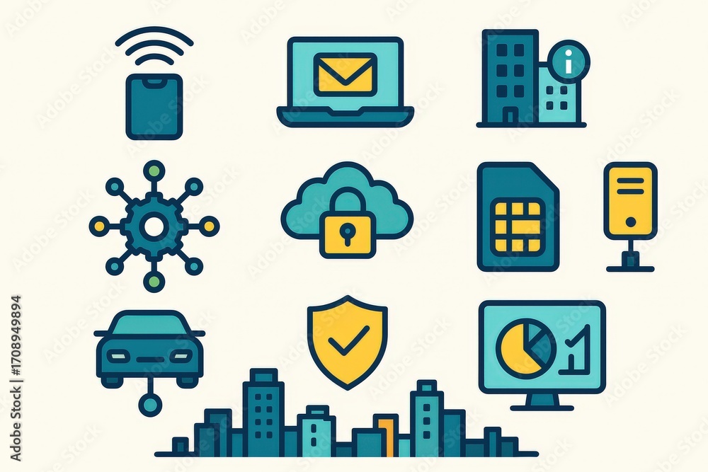 Aufkleber visual representation of modern connectivity showcasing smart technology digital security cloud comp