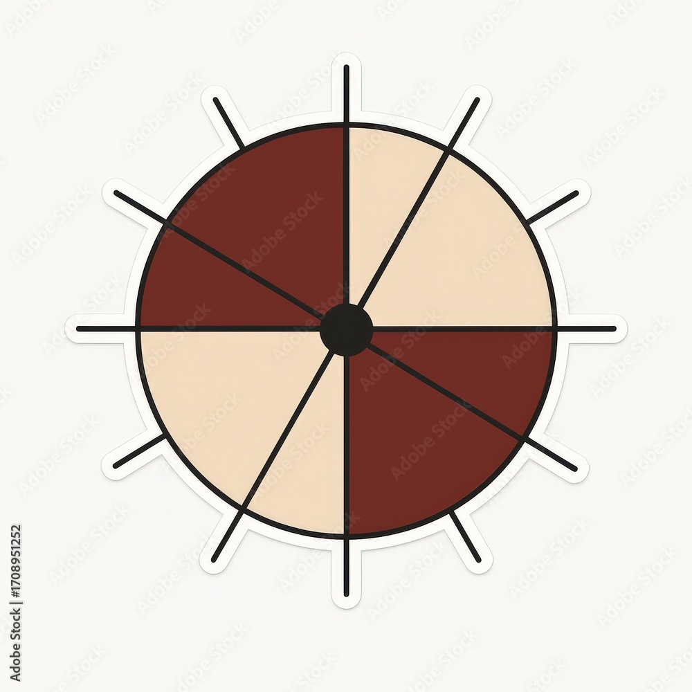Poster circular geometric design composed of assorted earthy colors exhibiting modern minimalism and abstra