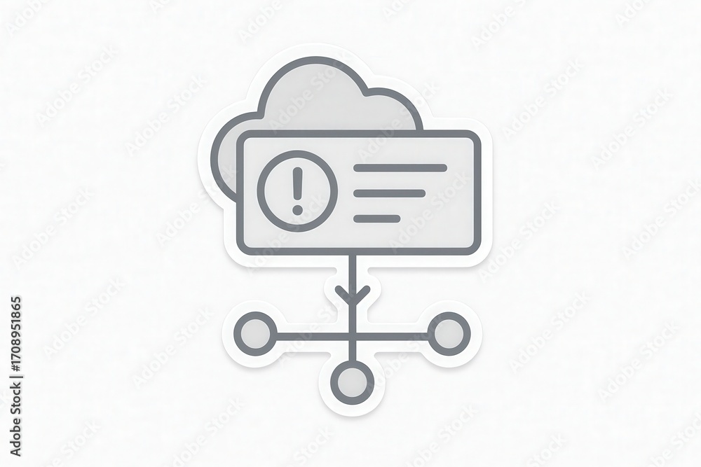 Poster conceptual visualization of cloud computing architecture highlighting interconnected systems and err