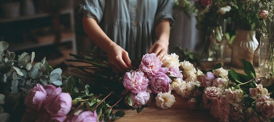 Floral arrangement workshop creating beautiful bouquets for weddings and special occasions flowers peonies