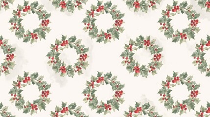 赤い木の実とヒイラギのリース1 - 1