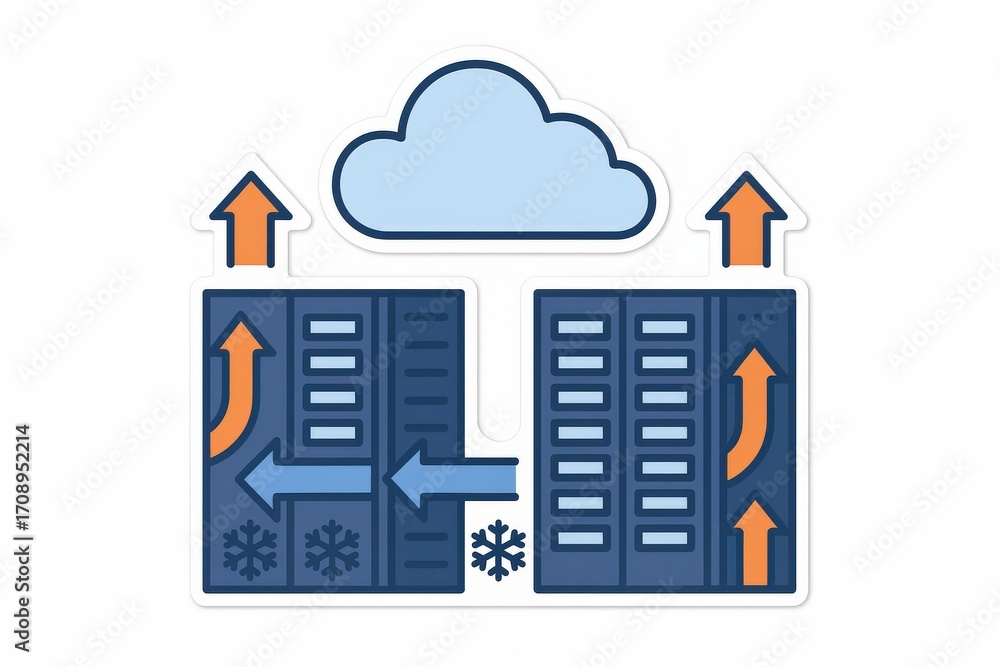 Fototapete visual representation of data exchange in cloud computing highlighting efficient workflow between da