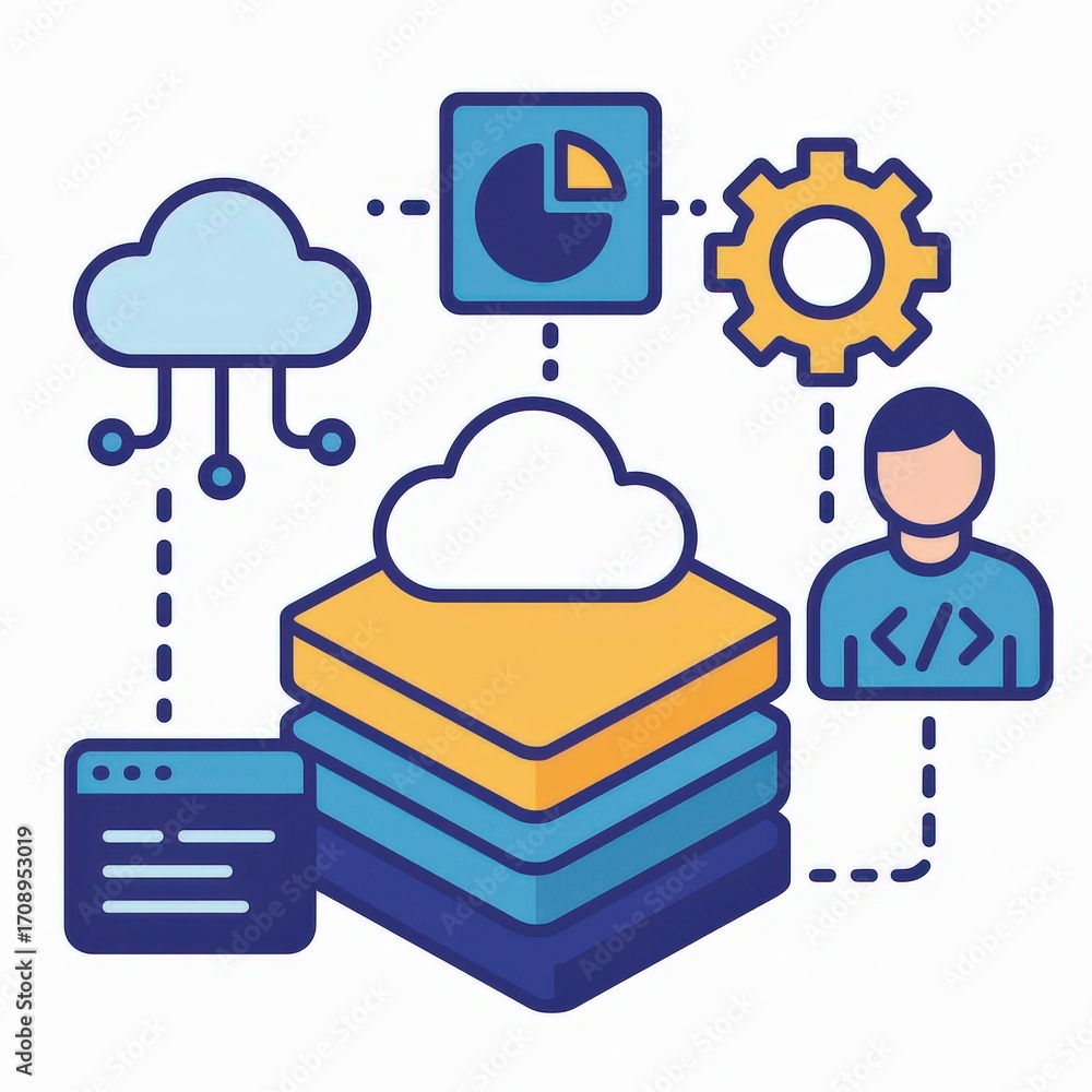 Poster exploring the dynamics of cloud computing interconnectedness with data visualization structures tech