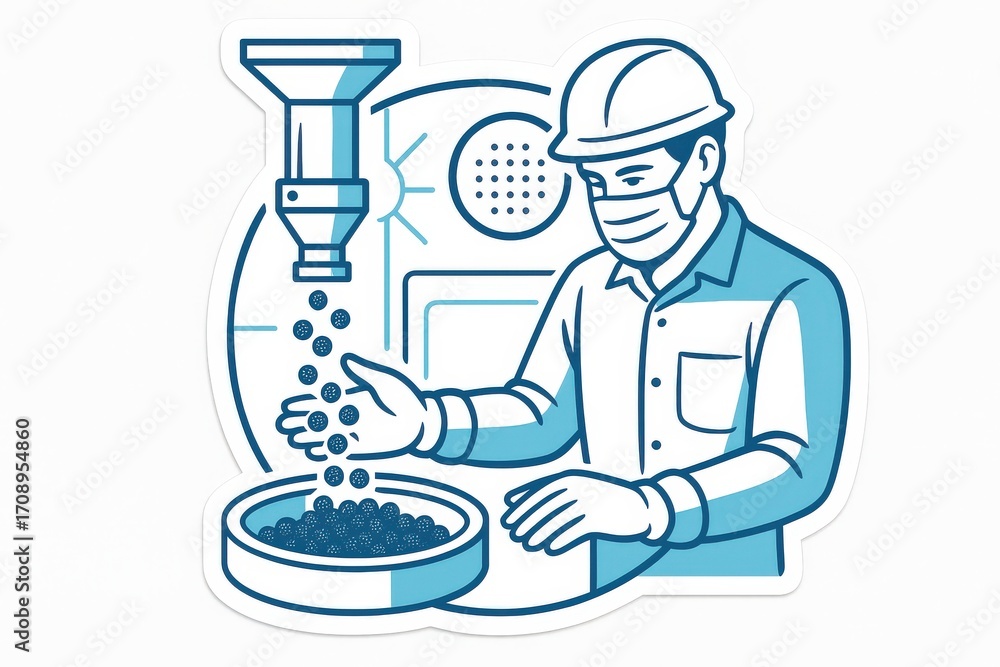 Poster skilled technician measuring technical components during industrial production process with precisio