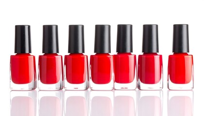 Obraz premium Row of red nail polish bottles