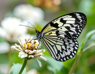 Fototapeta premium Butterfly on Zinnia Flower Close-up