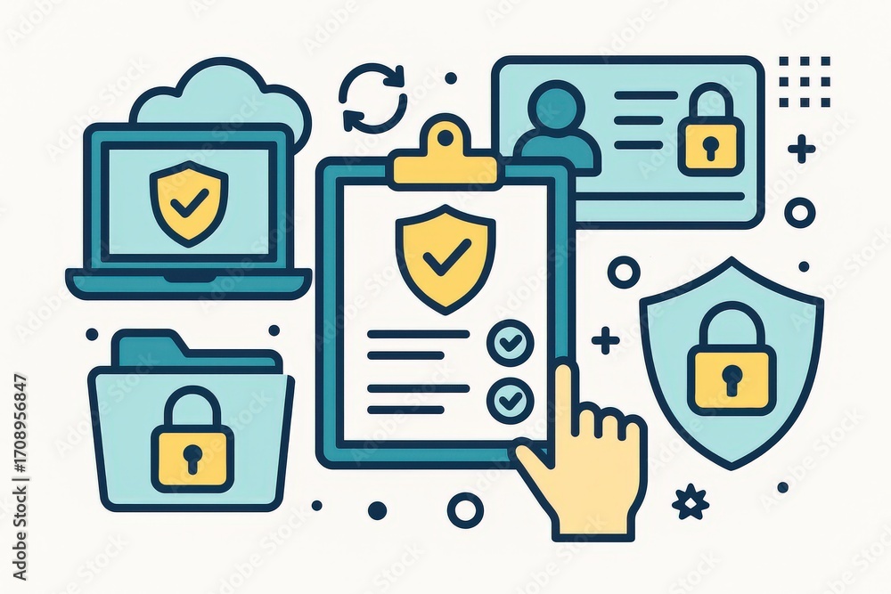 Poster innovative cybersecurity illustration showcasing digital protection concepts with a focus on secure 