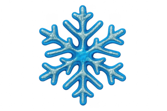 Glittering blue snowflake shining on transparent background
