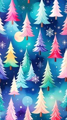 Colorful Christmas trees
