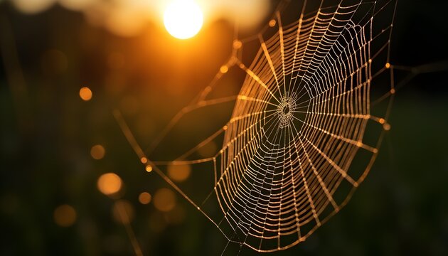 Dewy Sunrise Symmetry - The Precision of Nature's Lace - Powered by Adobe