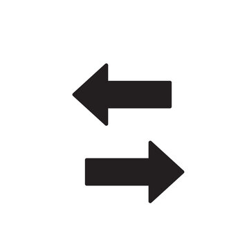 Minimalist vector illustration of left and right arrows, a universal symbol for exchange, return, or opposite directions