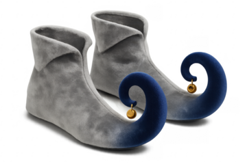 Jester shoes with bells and curly toes on transparent background