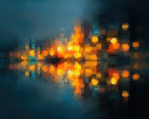 Fototapeta premium Abstract Night Cityscape With Colorful Lights