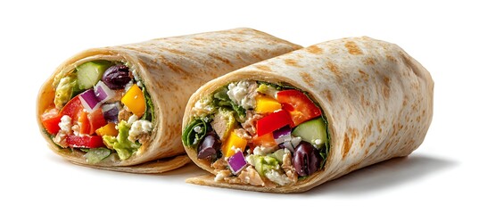 Delicious healthy wraps with fresh vegetables and feta cheese perfect for lunch or a quick meal idea