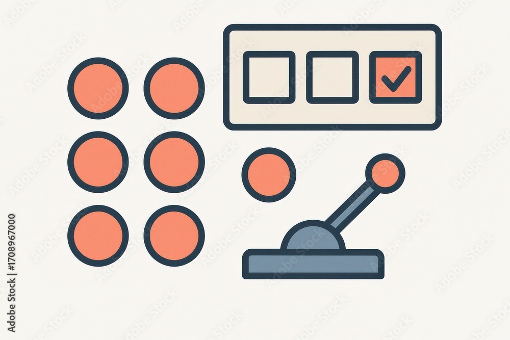 Poster engaging interactive control panel showcasing modern buttons and levers expressing innovation techno