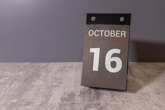 October 16th . October 16 white wooden calendar on white background. Autumn day