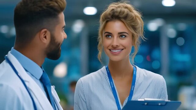 Young doctor seeks advice from a coworker in staff room, medical consultation, healthcare professionals, teamwork, collaboration, hospital setting, medical discussion