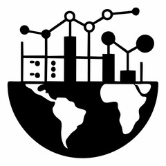 Black city technology business pixel art vector icon set