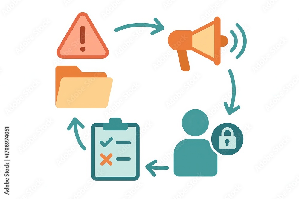 Aufkleber visualization of a data security workflow illustrating the process of alert notifications coordinati