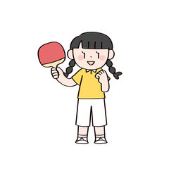 卓球　女の子のイラスト