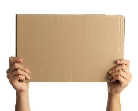 Hands Holding a Cardboard Box with Transparent Background package isolated on a transparent background