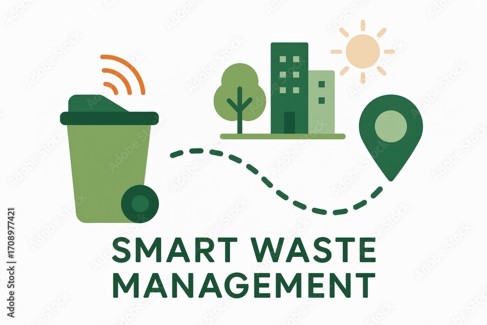 Poster innovative smart waste management solution integrating eco-friendly practices for urban environments