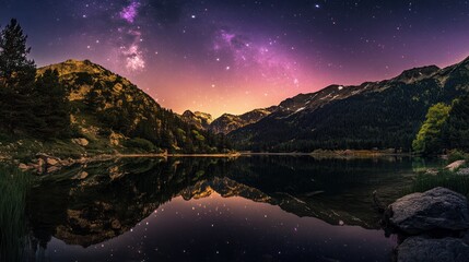 Milky Way's Embrace: Serene Mountain Lake Reflection