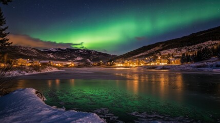 Aurora Borealis over Mountain Village