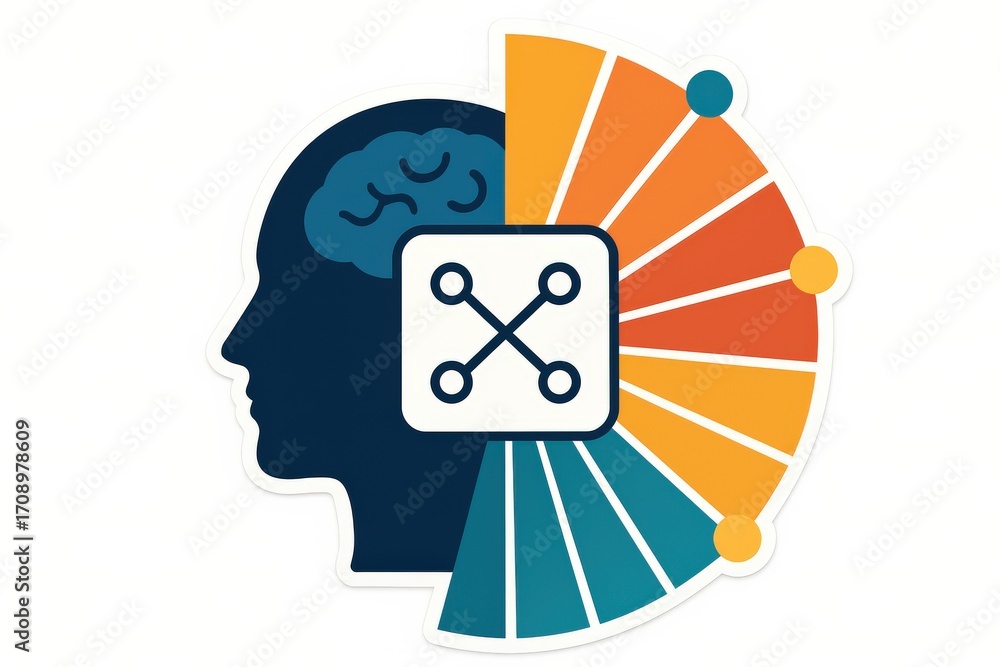 Poster conceptual visualization of brain activity intersecting with dynamic data representation showcasing 