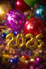 Golden 2026 balloons festive