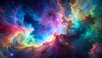 Fototapeta premium Cosmic Nebula A Symphony of Colors in Deep Space