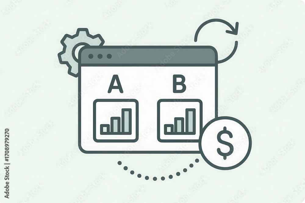Poster innovative comparison of a b metrics in digital analysis showcasing data-driven decision making and 
