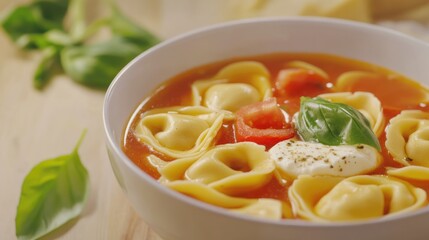 Delicious Tomato Tortellini Soup with Basil and Cream