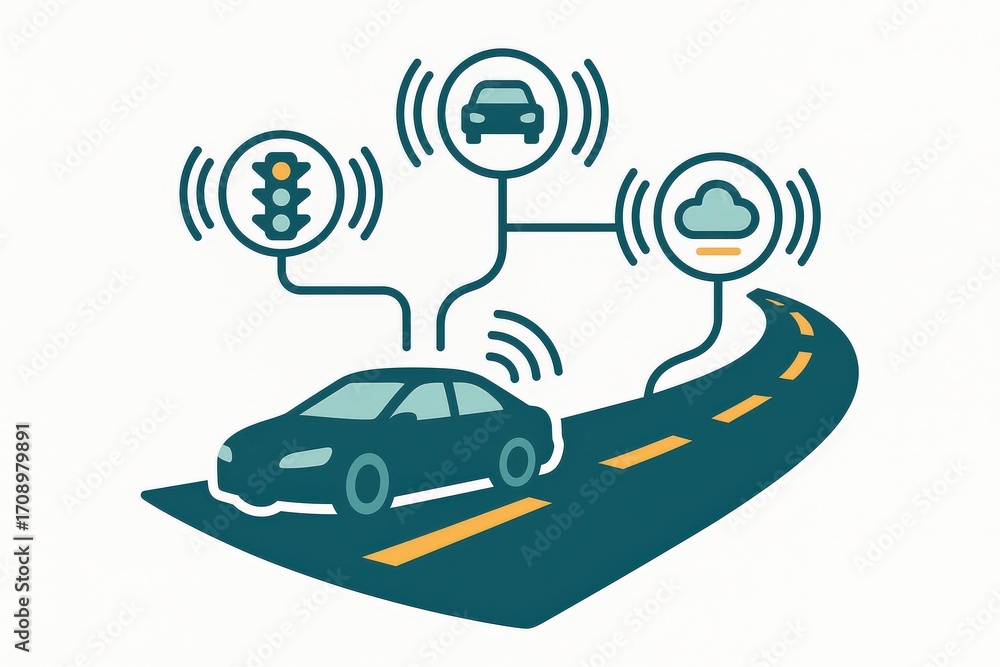 Aufkleber smart vehicle integration with interconnected traffic signals and cloud communication components enh