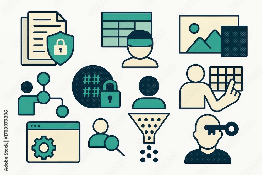 Poster engaging visual representation of data protection concepts featuring secure files user interaction a