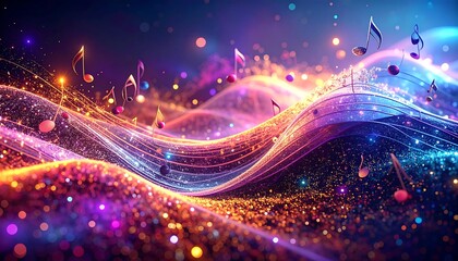 Abstract music waves of light