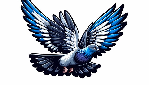Elegant pigeon illustration with open wings creating a sense of freedom and gracefulness