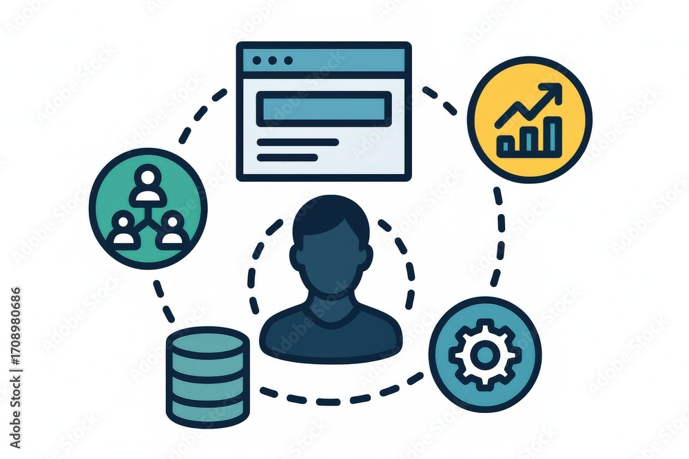 Poster visual representation of data analytics showcasing user experience design, digital interface, perfor