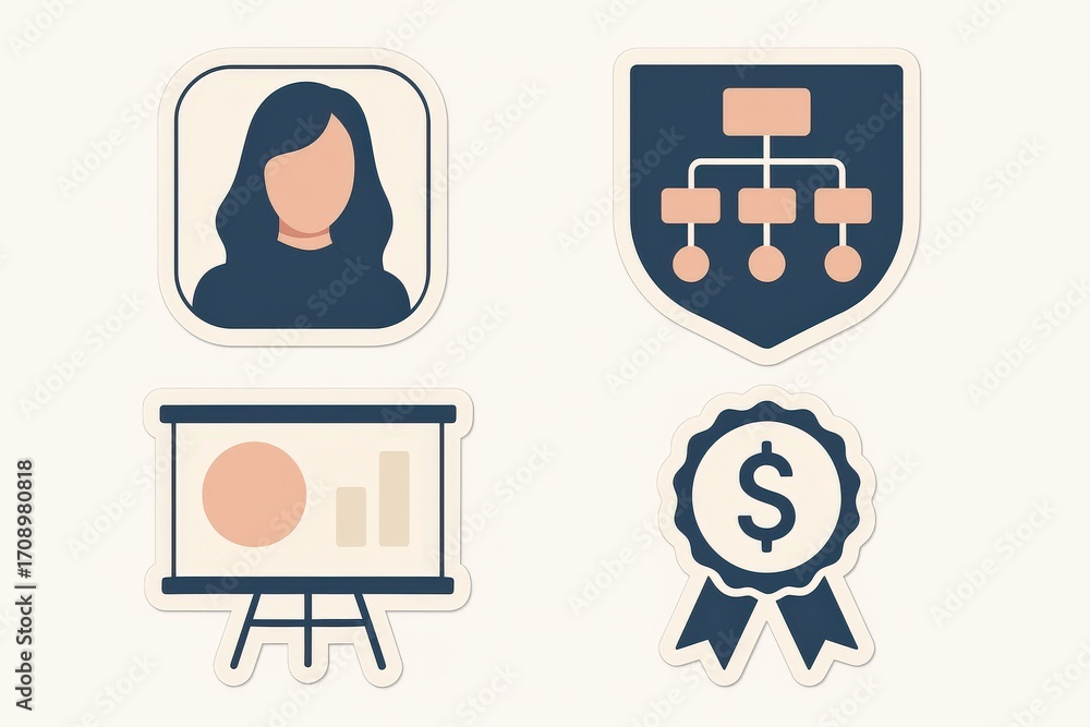 Aufkleber innovative visual elements illustrating business concepts featuring data analysis charts relationshi