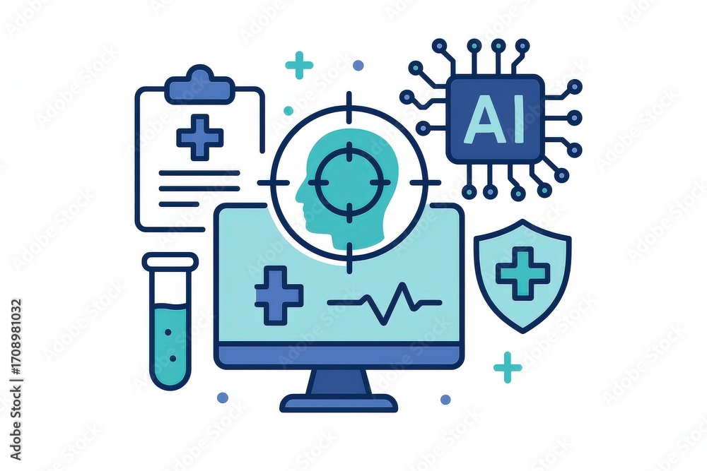 Poster innovative healthcare technology integration showcasing artificial intelligence medical diagnostics 