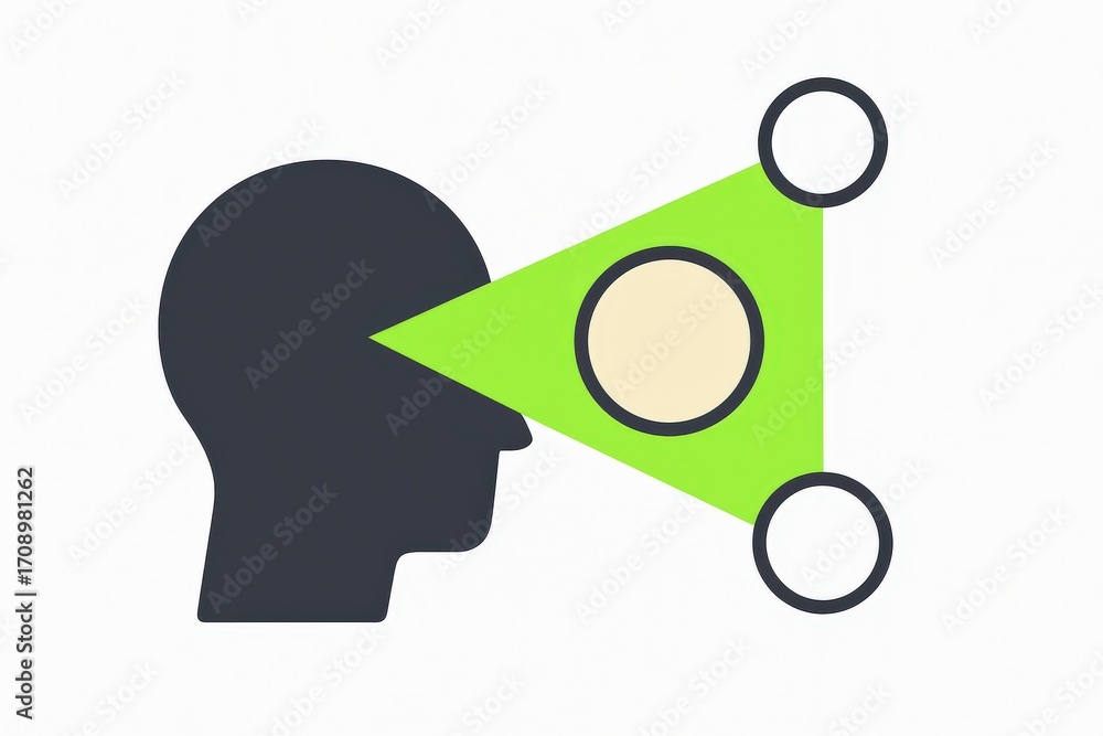 Poster abstract visualization representing cognitive perception with geometric shapes illustrating thought 