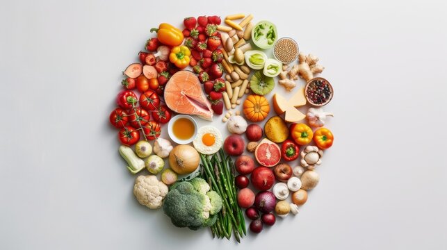 Food Pyramid Pie Chart Balanced Nutrition Food Groups Conceptual Infographic White Background