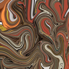 Swirling abstract pattern with earthy tones and fluid lines, creating a mesmerizing flow of color and texture for modern art and design backgrounds.