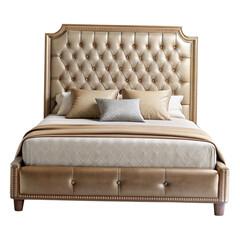 Elegant tufted headboard and bedding set on a luxurious bed frame