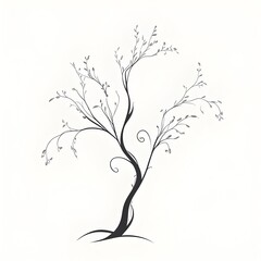 AI Generative. Elegant Winding Tree Illustration. 21