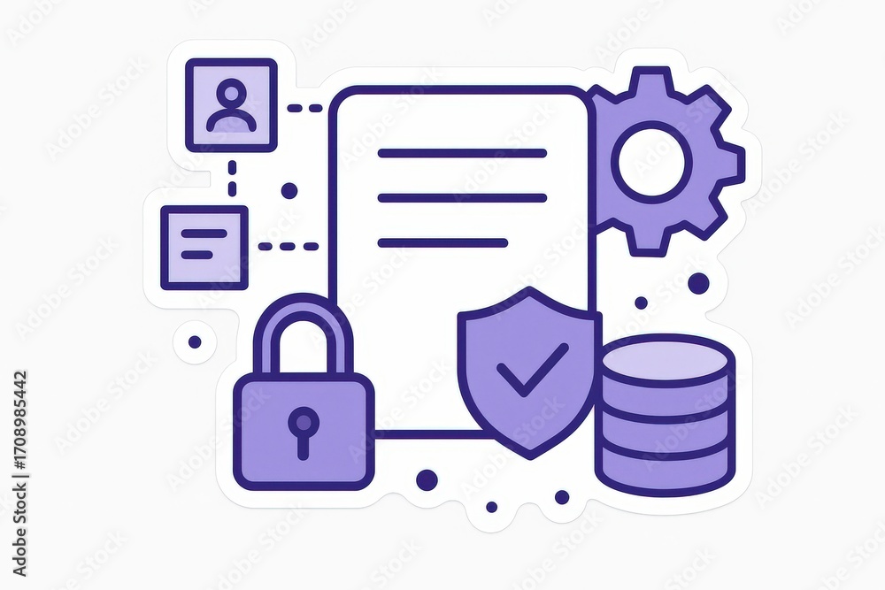 Poster visualize the essence of digital security with an innovative abstract representation featuring a doc