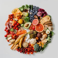 Circle Graphic Healthy Food Nutrition Balanced Diet Infographic Colorful Modern