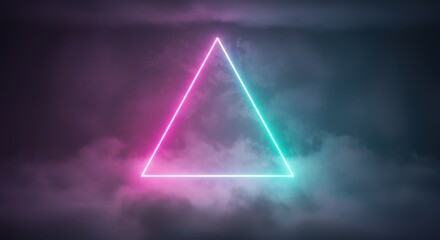 Neon triangle shape against smoky clouds