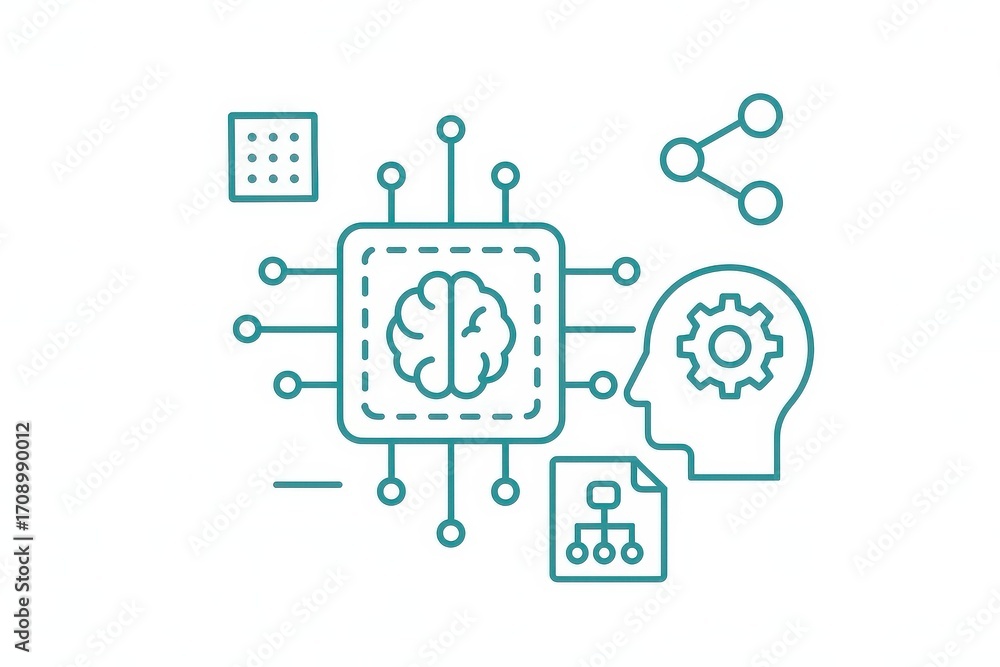 Poster innovative intersection of artificial intelligence and human cognition represented through abstract 