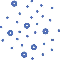 A group of blue circles set against a white surface.